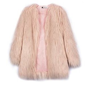 Pink fake fur coat